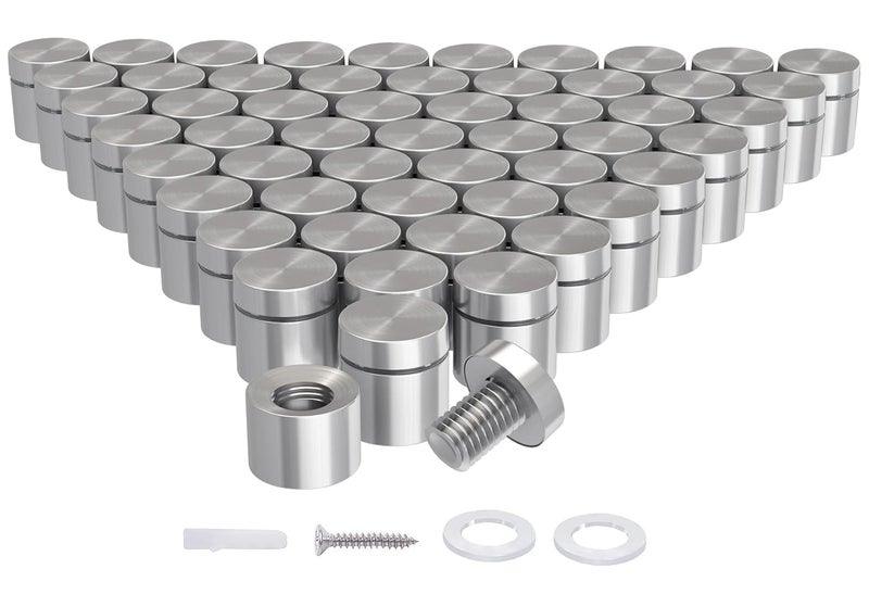 LuckIn 50-Pack Standoff Screws (3/4 in. Dia x 3/4 in. L), Stainless Steel Standoff Mounting Hardware for Acrylic Signs, Silver - Image 1